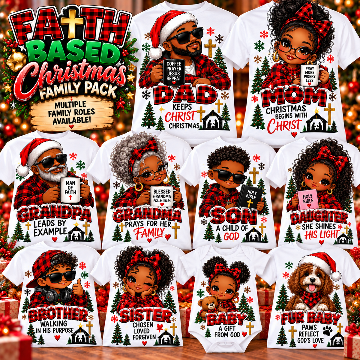 🎄 Christmas Family Fun Packs | Mix & Match Holiday T-Shirts or DTF Transfers | Custom Family Matching Shirts