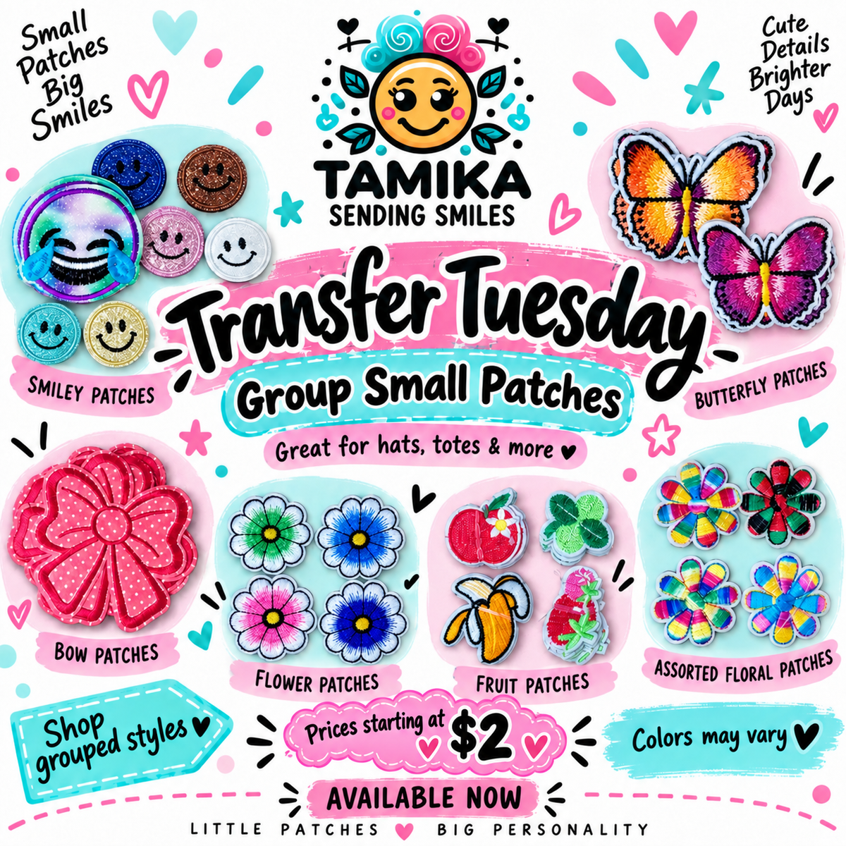 Transfer Tuesday – Small Embroidered Patch Groups | Assorted Designs