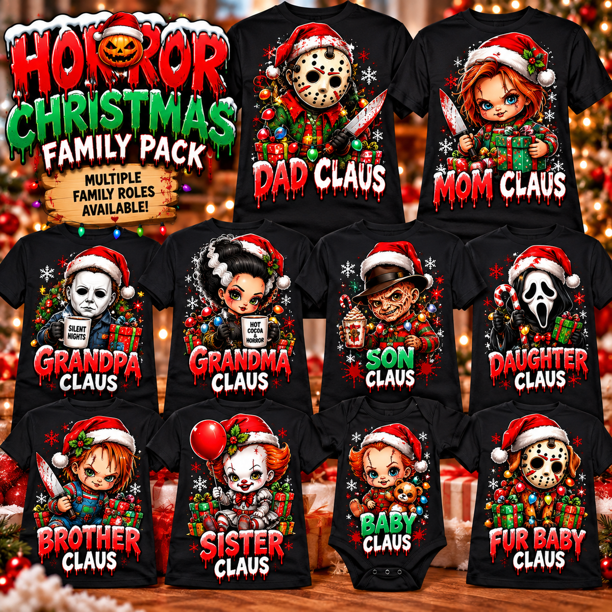 🎄 Christmas Family Fun Packs | Mix & Match Holiday T-Shirts or DTF Transfers | Custom Family Matching Shirts