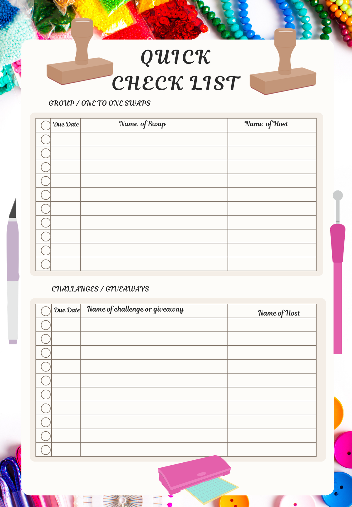 The Swap Tracker Journal – Digital Download | Happy Mail & Craft Swap Organizer