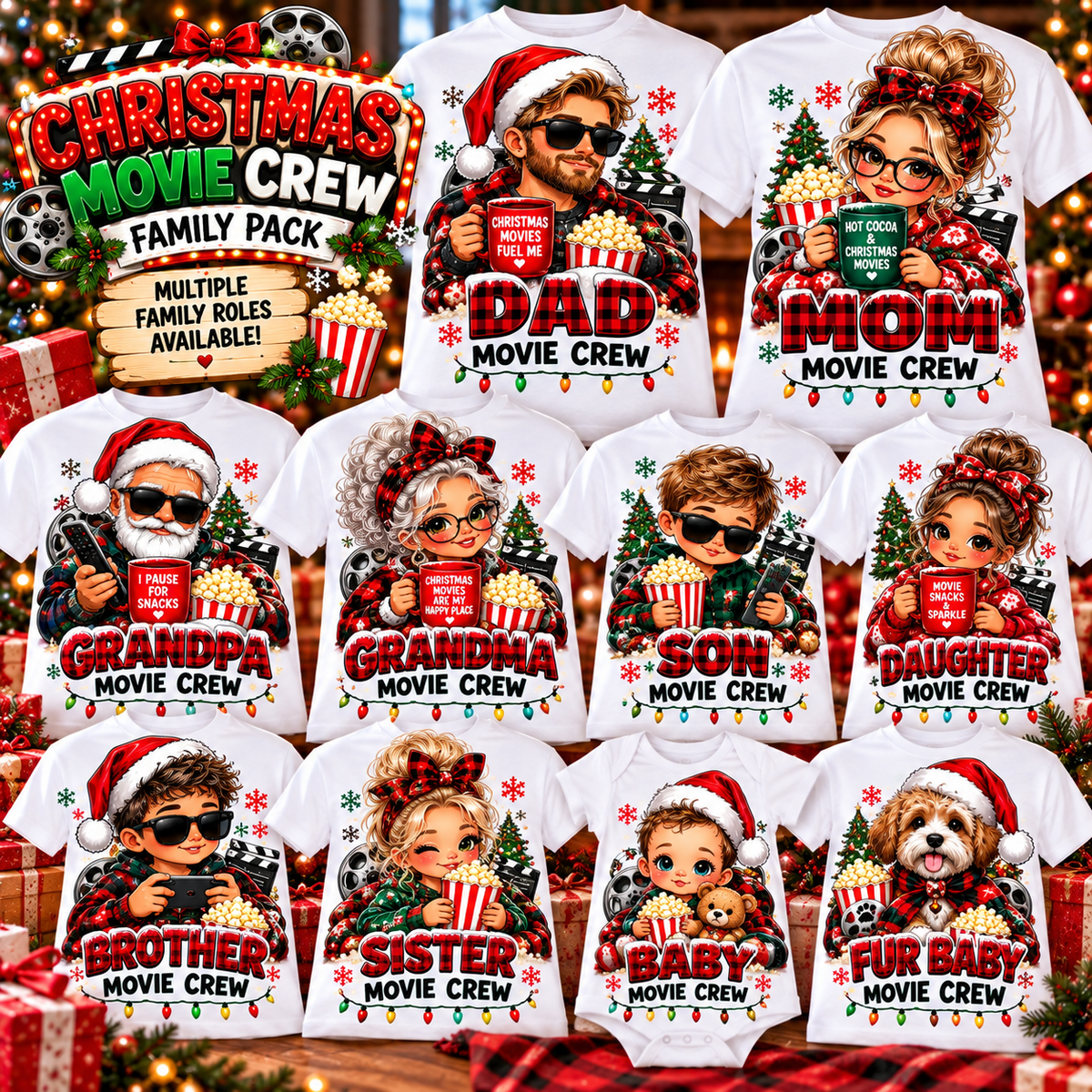 🎄 Christmas Family Fun Packs | Mix & Match Holiday T-Shirts or DTF Transfers | Custom Family Matching Shirts