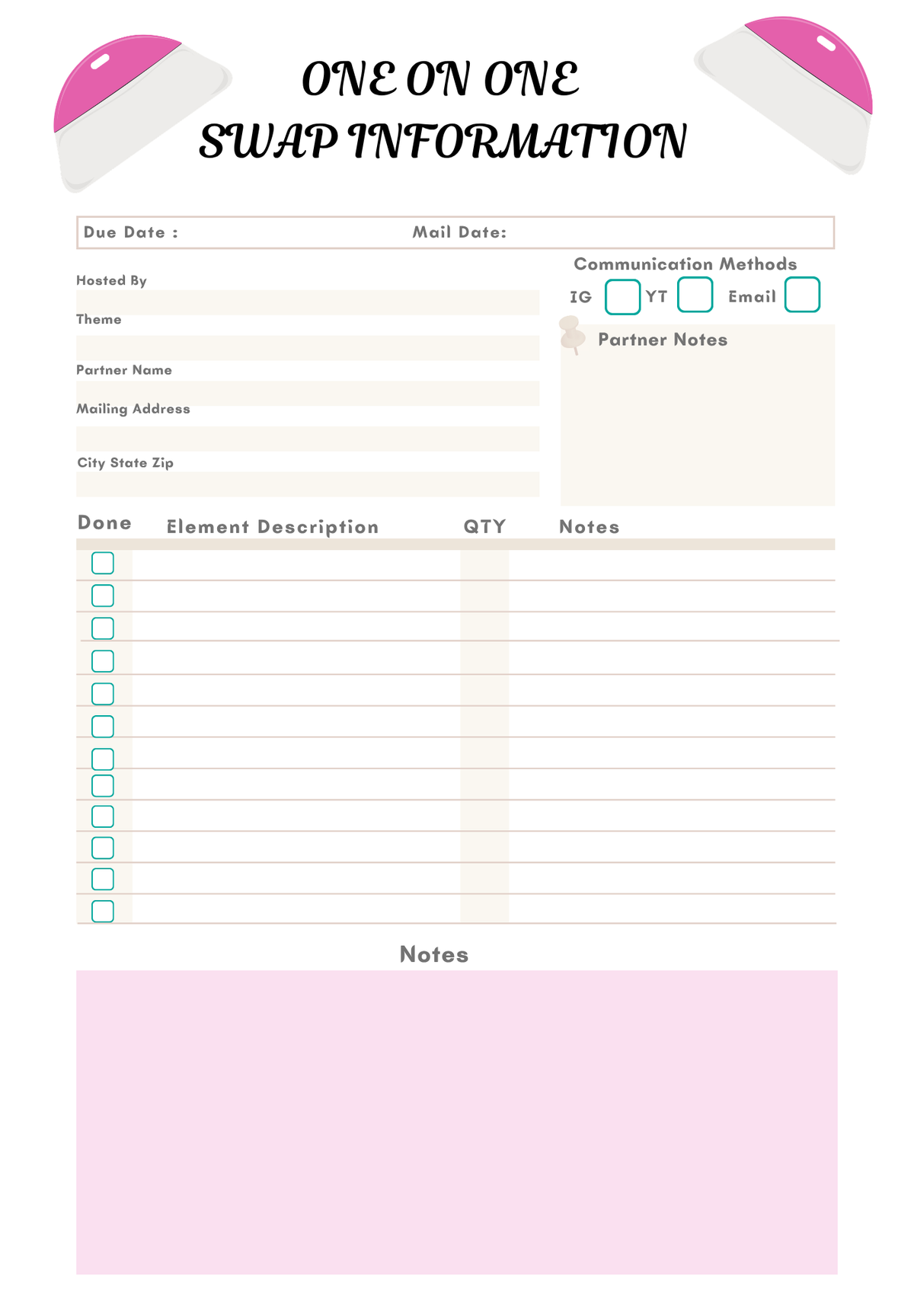 The Swap Tracker Journal – Digital Download | Happy Mail & Craft Swap Organizer