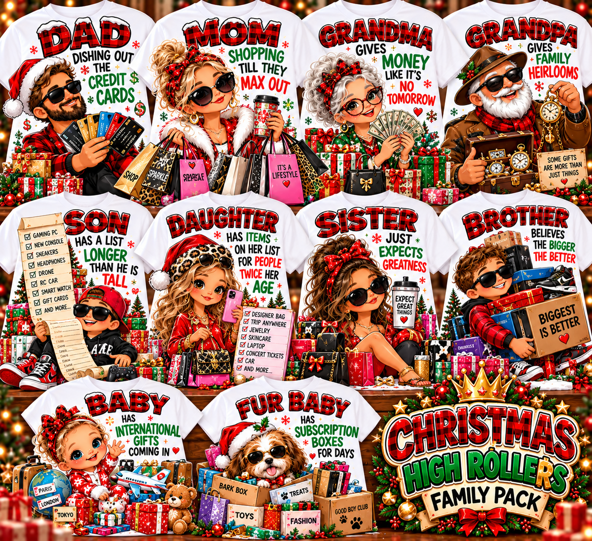 🎄 Christmas Family Fun Packs | Mix & Match Holiday T-Shirts or DTF Transfers | Custom Family Matching Shirts