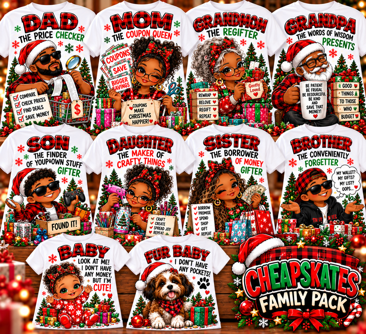 🎄 Christmas Family Fun Packs | Mix & Match Holiday T-Shirts or DTF Transfers | Custom Family Matching Shirts
