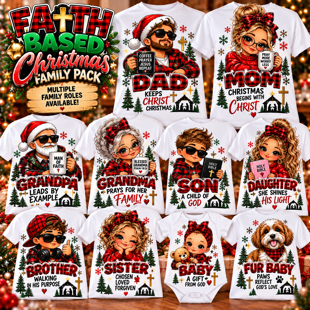 🎄 Christmas Family Fun Packs | Mix & Match Holiday T-Shirts or DTF Transfers | Custom Family Matching Shirts