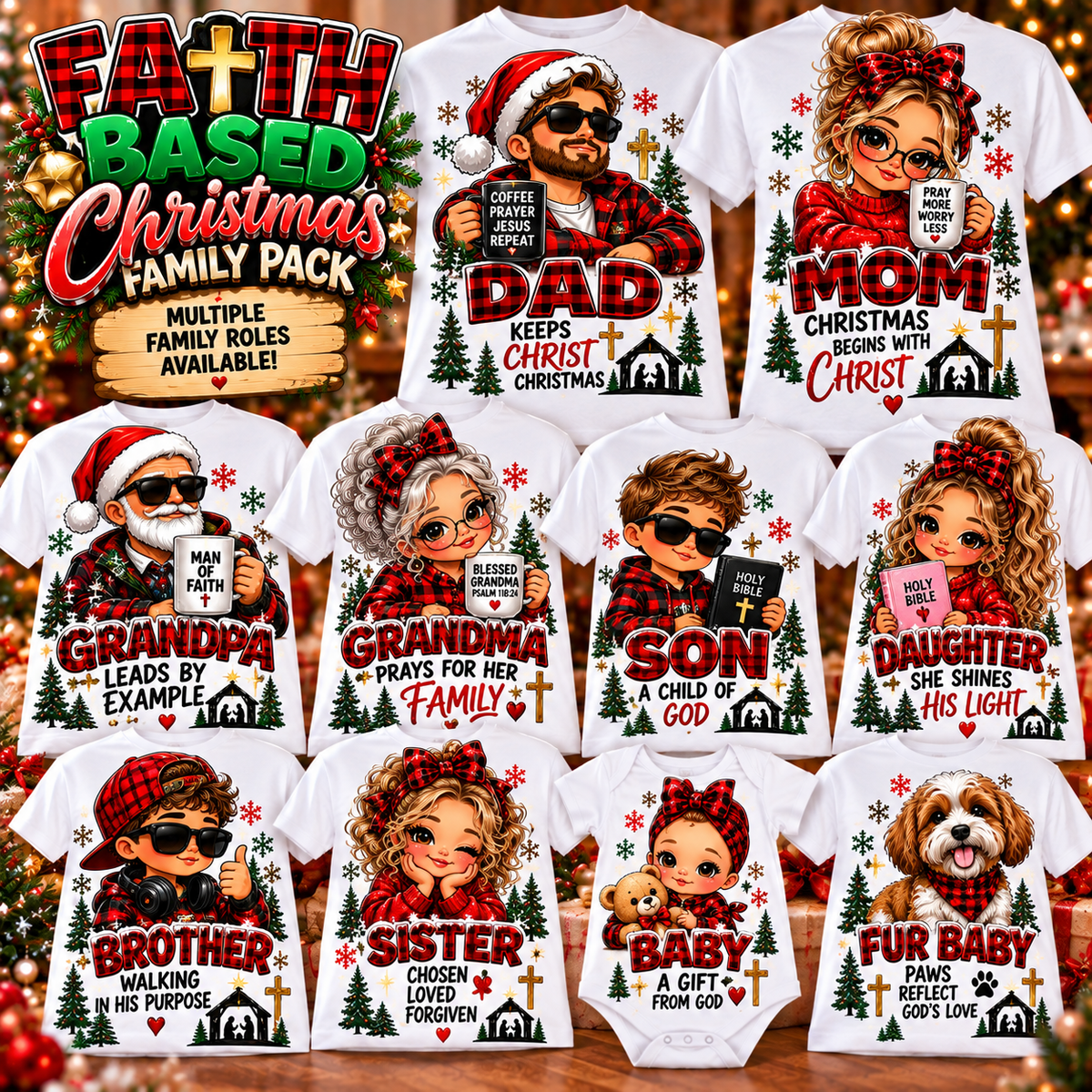 🎄 Christmas Family Fun Packs | Mix & Match Holiday T-Shirts or DTF Transfers | Custom Family Matching Shirts