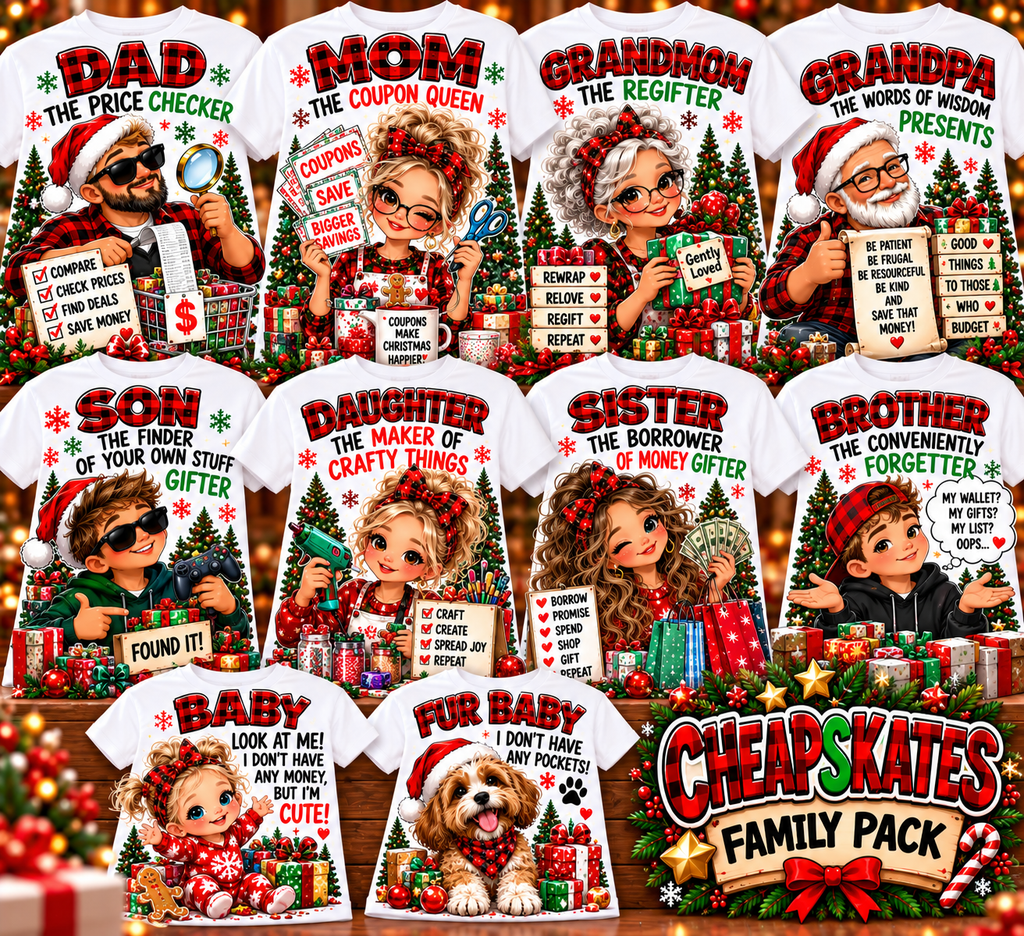 🎄 Christmas Family Fun Packs | Mix & Match Holiday T-Shirts or DTF Transfers | Custom Family Matching Shirts