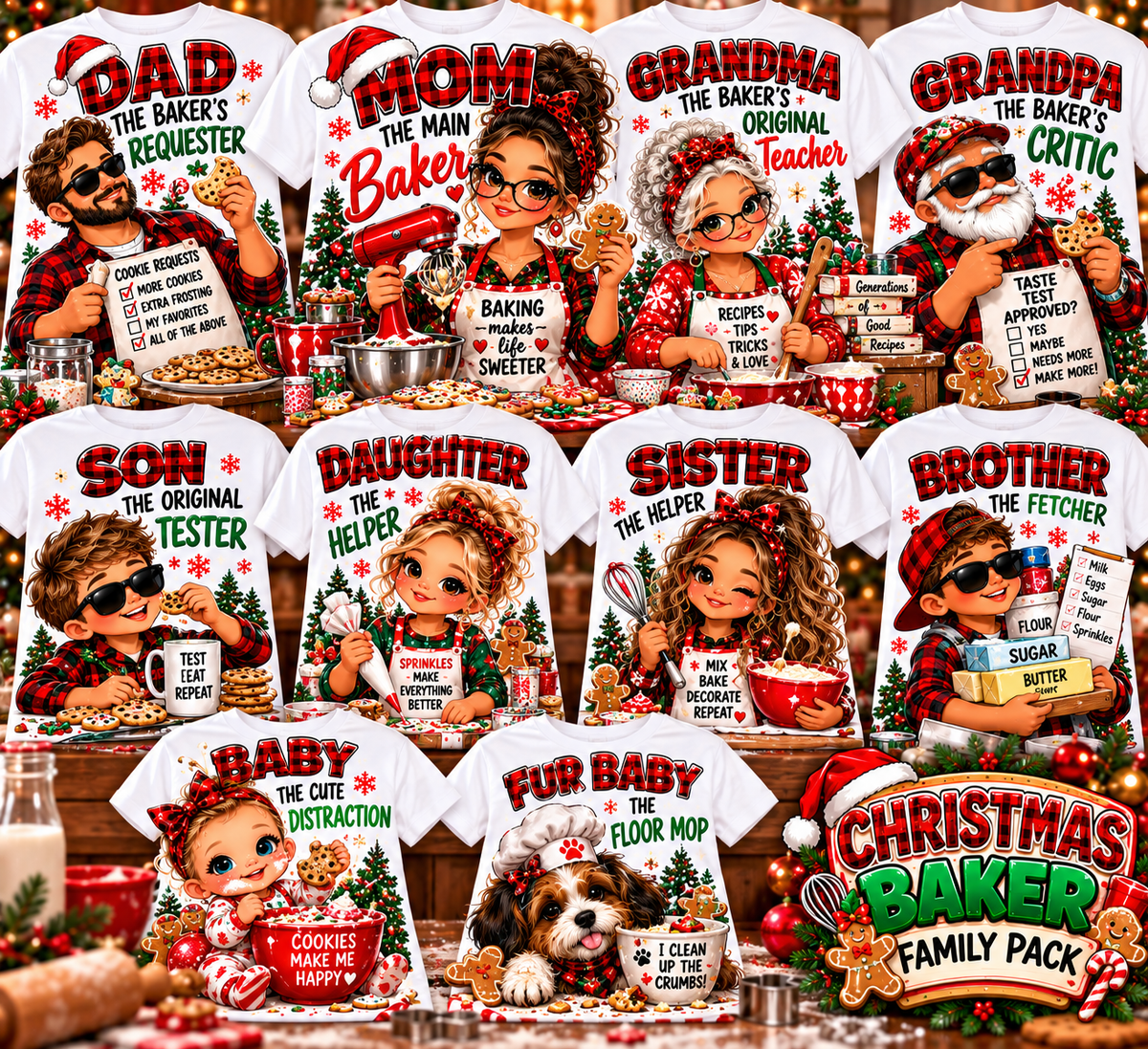 🎄 Christmas Family Fun Packs | Mix & Match Holiday T-Shirts or DTF Transfers | Custom Family Matching Shirts